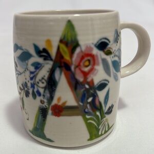 Anthropologie Starla Halfmann Petal Palette Coffee Cup Mug Initial Monogram A
